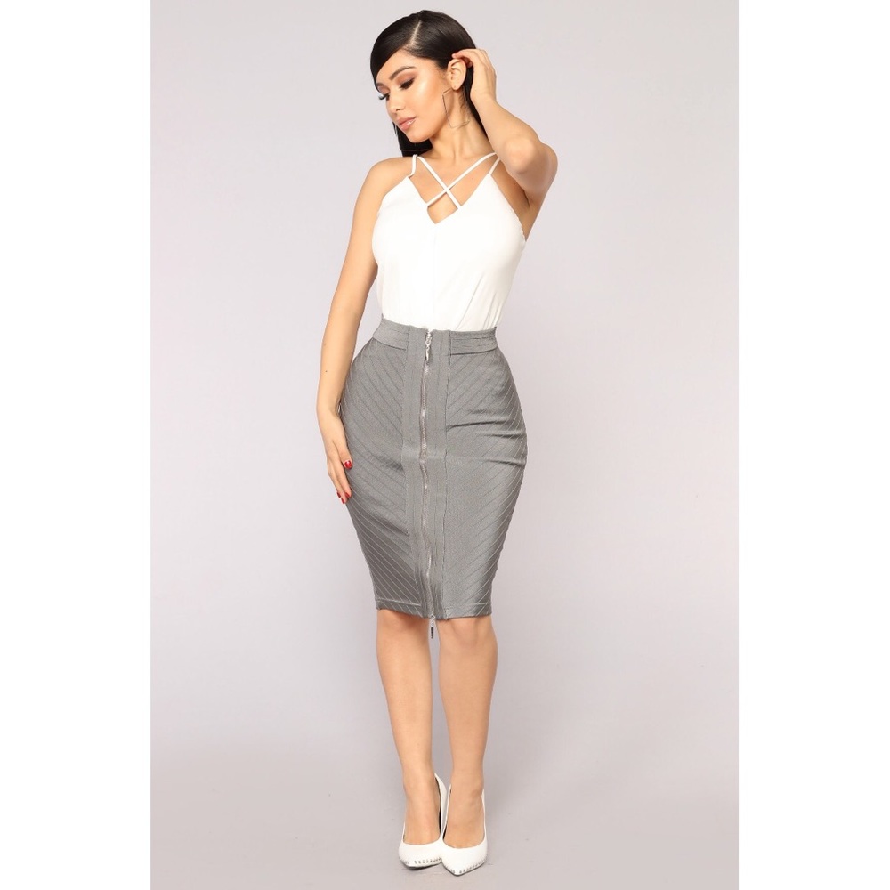 Fashion Nova Daphne Pencil Skirt- Slate